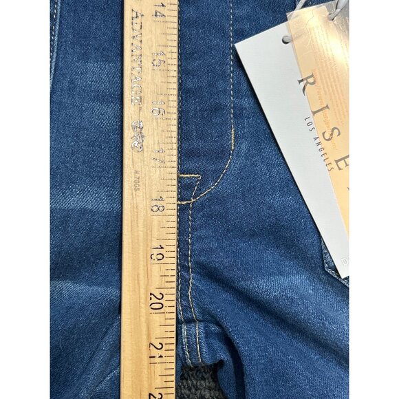 Risen Los Angeles Jean Overalls Womens Small Blue Denim Distressed Wide Leg NWT - Picture 6 of 8